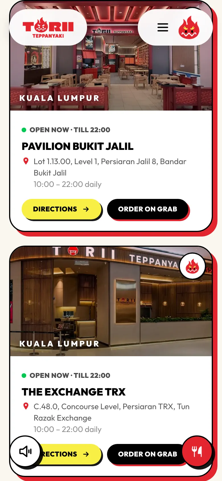 Torii Teppanyaki on a phone